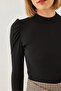 Women's Black Princess Sleeve Ribbed Blouse 2111 60351109 - 4