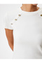 Textured T-Shirt with Button Detail, Crew Neck, Short Sleeve, Slim Fit - 5
