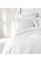 Double Duvet Cover Set with Fitted Sheet Satin White - 2