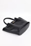 Women's Black Leather Hand and Shoulder Bag with Magnet Closure and Lock Detail - 7