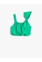 Strappy Crop Tank Top Linen Blend with Bow Detail