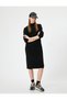 Knitwear Dress Midi High Neck Long Sleeve Relax Fit - 2