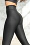 Slim Fit Leather Look Recovery Fitness Leggings Dot Pattern - 2