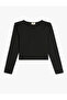 Blouse with Long Sleeves, Round Neck and Window Detail