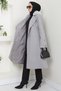 Fur Detailed Cashmere Coat Gray Hm2583 - 5