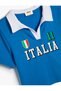 Crop T-Shirt Polo Collar Short Sleeve Sports Themed Cotton - 5