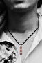 Real Jasper Natural Stone Minimal Tria Model Cotton Drawstring Mens Necklace - 2