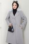 Fur Detailed Cashmere Coat Gray Hm2583