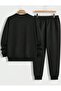 Men's Black Paris Stripe Printed Oversize Tracksuit Set - 3