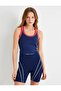 Half-Sleeve Sports Halter Collar Color Contrast Ribbed Slim Fit - 3