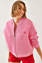 Women's Pink Heart Embroidered Three-Thread Embroidered Cardigan 6326 60251954 - 7