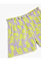 Flower Patterned Pleated Shorts - Elastic Waist - 3