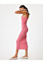 Strapless Dress Midi Bodycon Wrap Sleeveless Draped Slim Fit