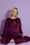 New Season Moon Patterned Trendy Model Velvet Mother/Daughter Pajamas Set 2776-Cherry Rotten - 6