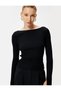 Boat Neck Knitwear Sweater Long Sleeve Ribbed - 2