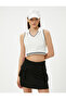 Polo Collar Crop Top Sleeveless Striped Cotton - 3