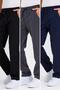 Black-anthracite-navy blue Label Detailed Straight Leg Men's Cotton 3-Piece Sweatpants Pack