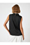 Asymmetrical Collar and Pearl Detailed Sleeveless Blouse - 4
