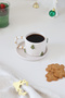 Handmade Ceramic Mug with Christmas Pine Tree Figure and 24K Gold Decoration 170ml - 8