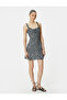 Floral Mini Dress Hanging Frilly Lined Viscous Fabric with Bow Detail - 3