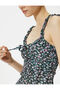 Floral Mini Dress Hanging Frilly Lined Viscous Fabric with Bow Detail - 5