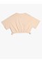 Crop T-Shirt Tropical Printed Elastic Waist Short Sleeve Cotton - 2