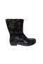 Women's Black-Purple Tulip Short Garden Rain Boots Emek036-97