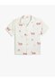 Shirt Short Sleeve Tiger Printed Cotton