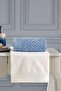 Özdilek Pastoral Velvet Family Bathrobe Set Cream-Dark Blue - 2