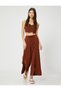 Wide Leg Trousers with Lace-Up Waist Slit Detail