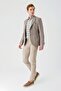 Men's Beige Knitted Mono Collar Double Slit Lycra 6 Drop Slim Fit Classic Jacket 1002240138 - 5
