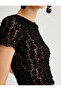 X Melis Ağazat - Transparent Floral Lace T-Shirt Short Sleeve Crew Neck - 5