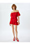 Ruffled Dress Mini Boat Neck Off-The-Shoulder Comfortable Fit - 3