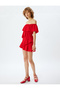Ruffled Dress Mini Boat Neck Off-The-Shoulder Comfortable Fit