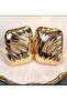 Stylish Vintage-Inspired Wave Pattern Nails Metal Earrings for Women Gold 2 cm - 2