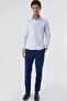 Men's Dark Blue Long Sleeve Cotton Lycra Slim Fit Shirt 1004240193 - 2