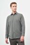 Men's Dark Khaki Long Sleeve Checkered Pattern Cotton Comfort Fit Shirt 1004245166