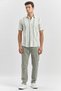 Green Short Sleeve Striped Dobby Cotton Casual Slim Fit Slim Fit Shirt 1004240243 - 5