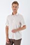 Men's Beige Short Sleeve Patterned Hard Collar Classic Comfort Fit Shirt 1004230204