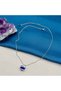 Steel Blue Stone Heart Zircon Stone Chain Necklace - 3