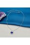 Steel Blue Stone Heart Zircon Stone Chain Necklace - 2