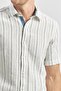 Men's Dark Navy Blue Short Sleeve Garnished Cotton Slim Fit Shirt 1004240244 - 2