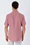 Men's Dusty Rose Short Sleeve Patterned Hard Collar Classic Comfort Fit Shirt 1004230204 - 4