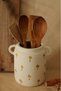 Simple Floral Patterned Handled Nordic Style Leafy Spoon Holder - 5