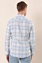 Men's Dark Blue Long Sleeve Checkered 100% Cotton Classic Slim Fit Slim Fit Shirt 1004230176 - 6