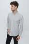 Men's Gray Long Sleeve Classic Slim Fit Cotton Lycra Shirt 1004225247 - 5
