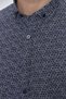 Navy Blue Long Sleeve Shirt Collar Classic Slim Fit Cotton Shirt 1004225223 - 5