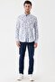 Men's White Long Sleeve Printed Garnished Classic Slim Fit Shirt 1004230229 - 2