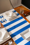 Blue-White Stripe Patterned, Tasseled, 40X140Cm Runner - 5
