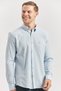 Blue long sleeve ribbed 100% cotton casual slim fit tight cut shirt 1004240247